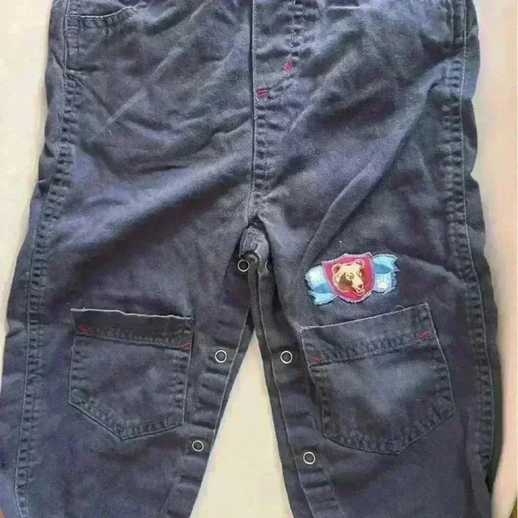 Vintage 100% cotton bear embroidered overalls 24 months bibs toddler infant boy - Picture 4 of 6